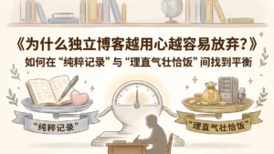 为什么独立博客越用心越容易放弃？如何在“纯粹记录”与“理直气壮恰饭”间找到平衡