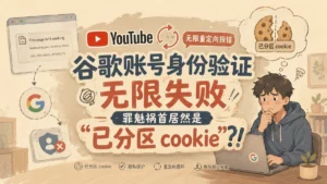 YouTube 无限重定向报错，谷歌账号身份验证无限失败，罪魁祸首居然是“已分区 cookie”？！